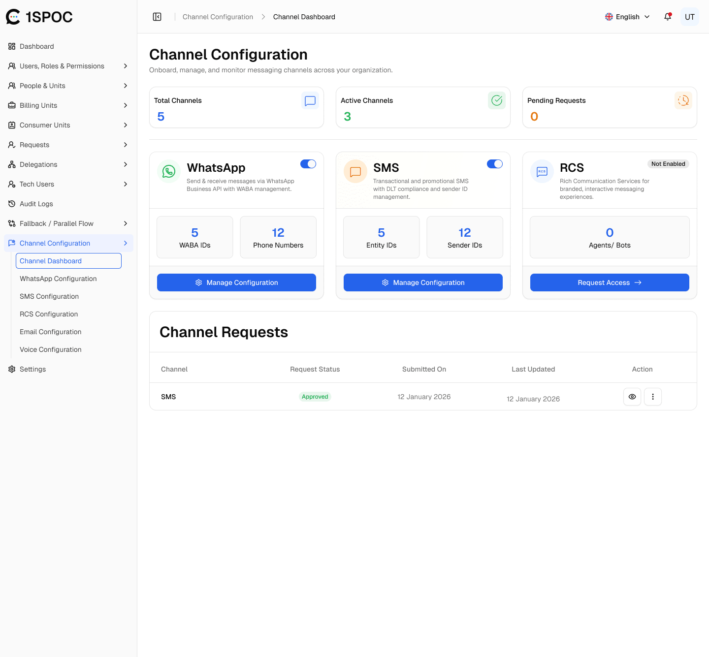 Administration interface